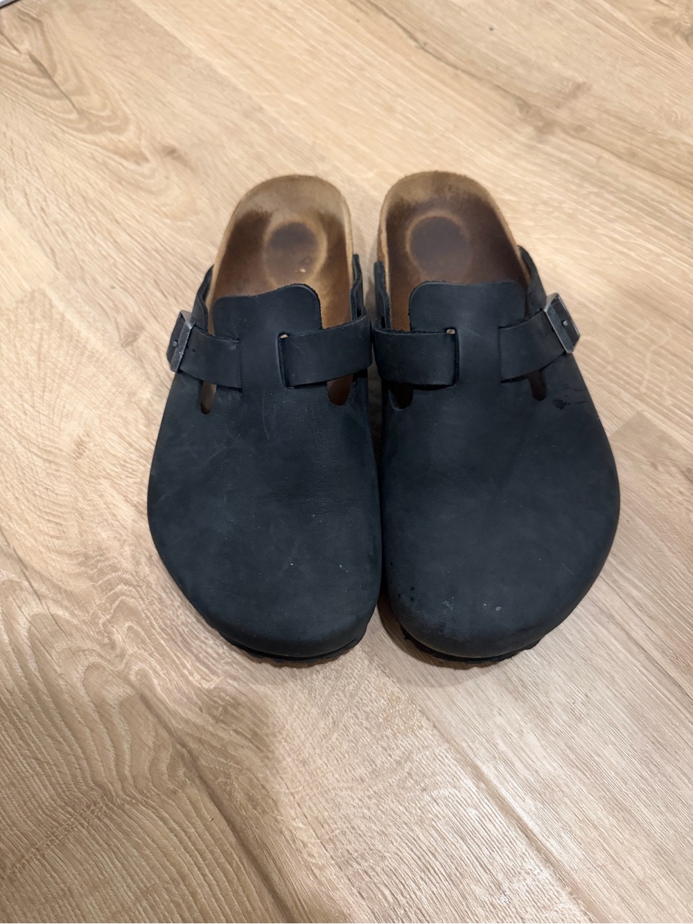 Birkenstock Women's Black Suede Clog Mule with Buckle